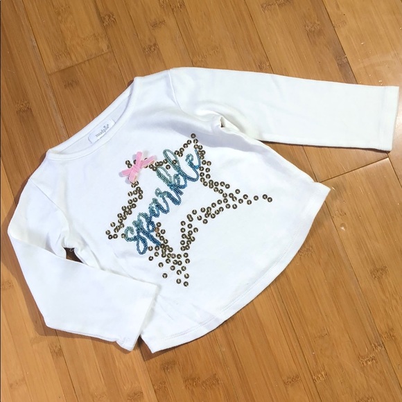 mudpie sequin sparkle dazzle tee white 24M-2T/3T - Picture 1 of 5